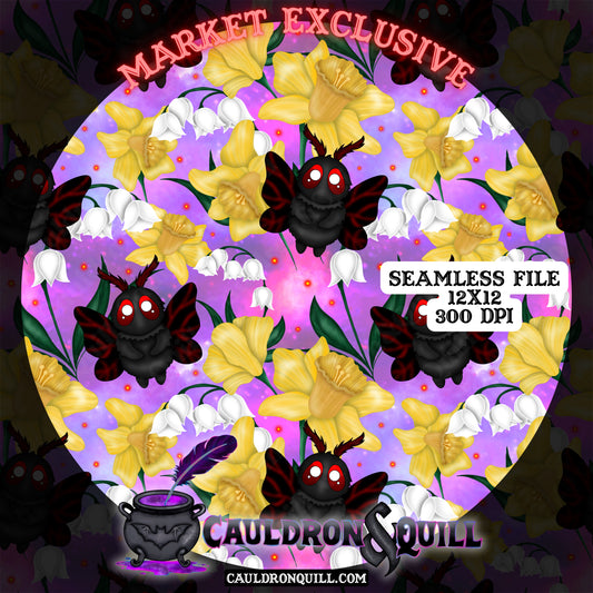 Floral Mothman Seamless
