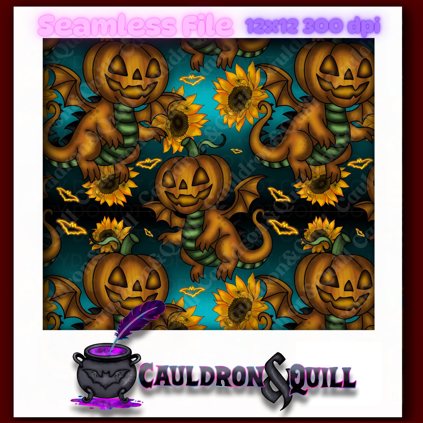 Pumpkin Dragon Seamless