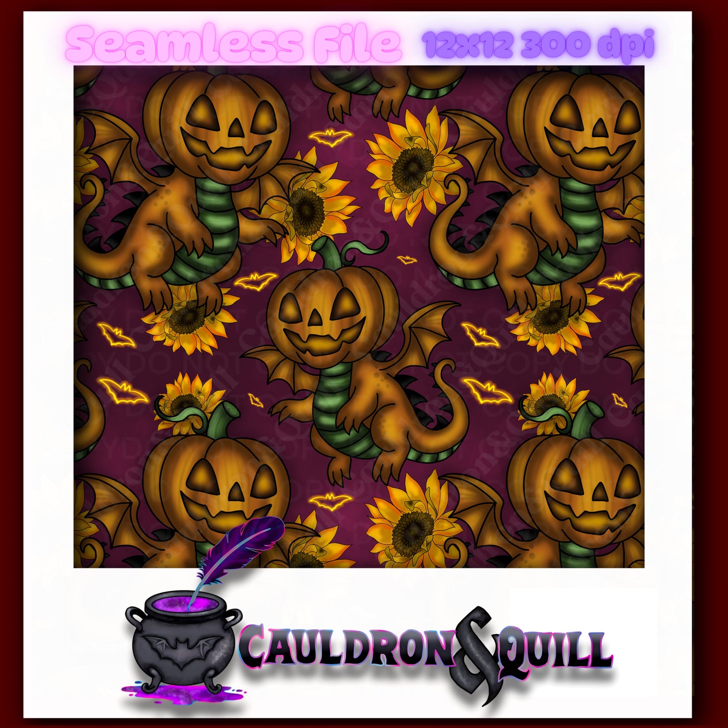 Pumpkin Dragon Seamless