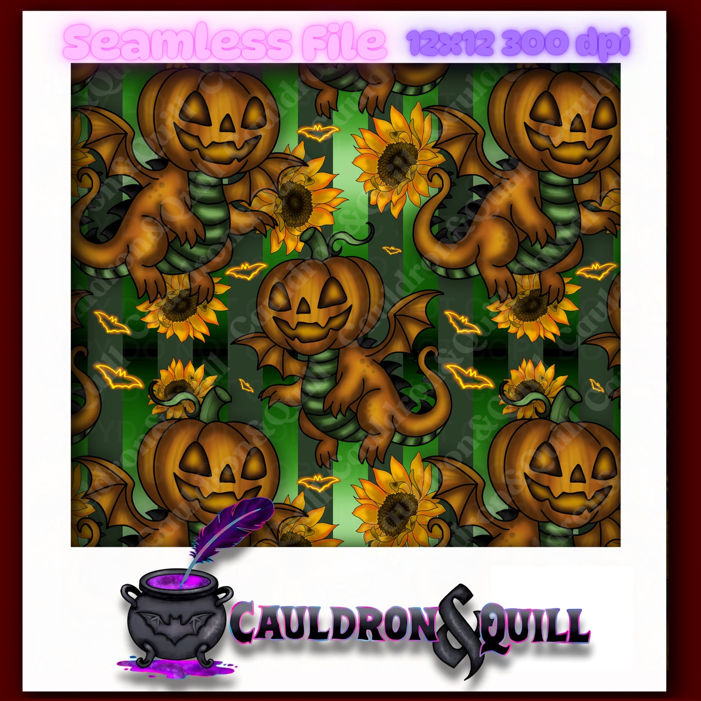 Pumpkin Dragon Seamless