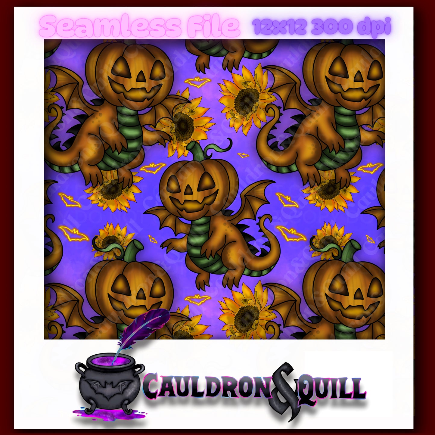 Pumpkin Dragon Seamless