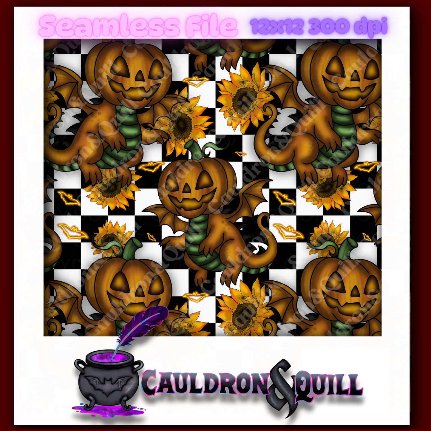 Pumpkin Dragon Seamless