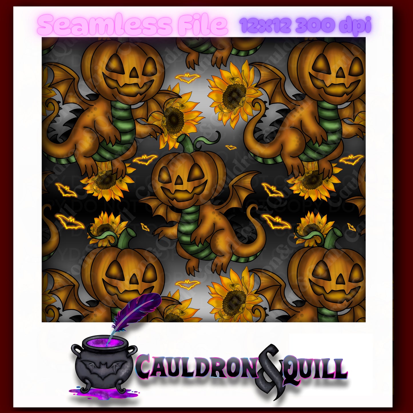 Pumpkin Dragon Seamless