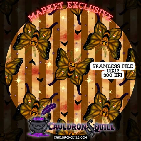 Pumpkin Moth Seamless