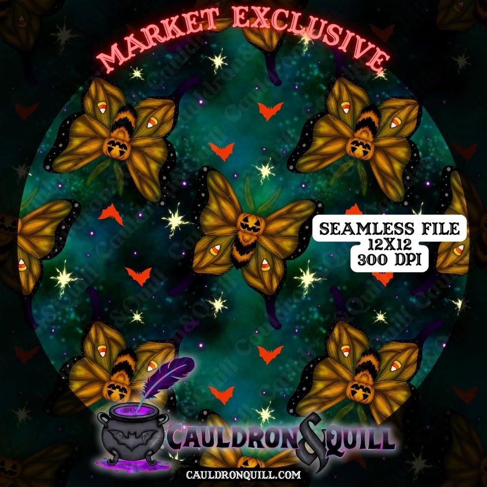 Pumpkin Moth Seamless