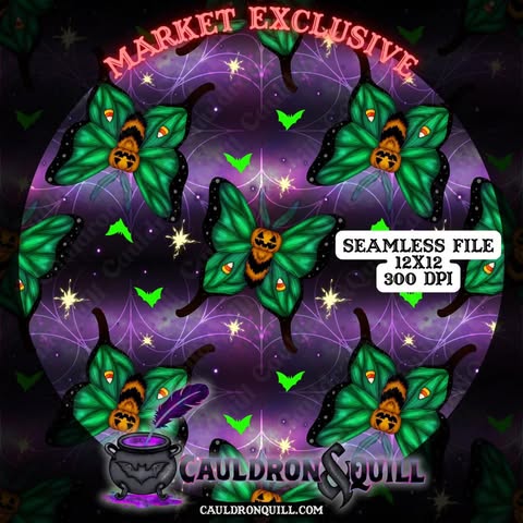 Pumpkin Moth Seamless