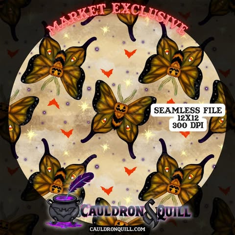 Pumpkin Moth Seamless