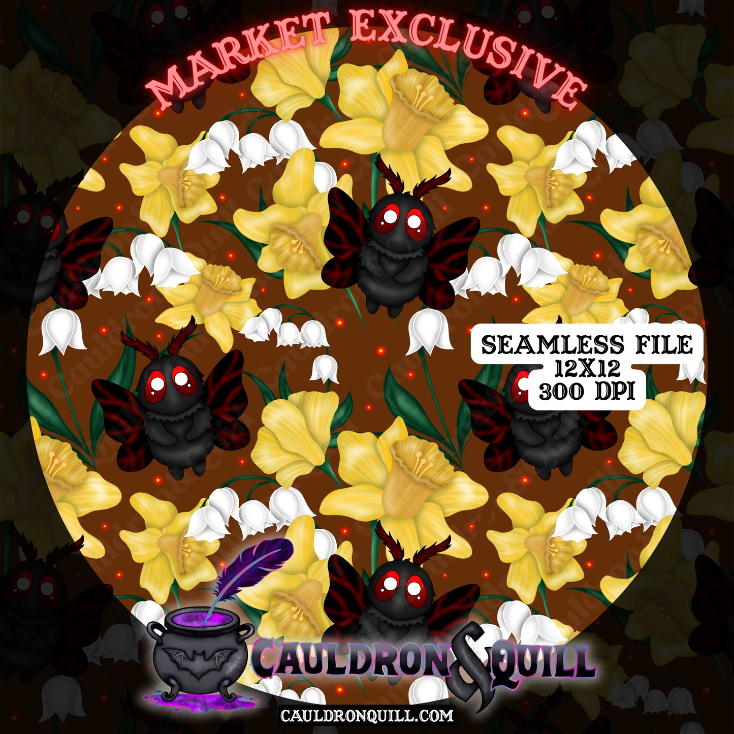 Floral Mothman Seamless