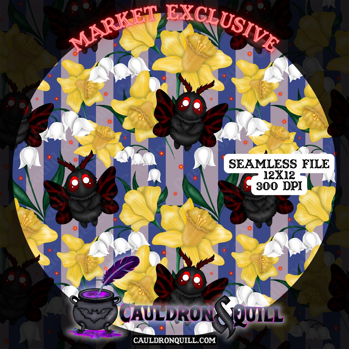 Floral Mothman Seamless
