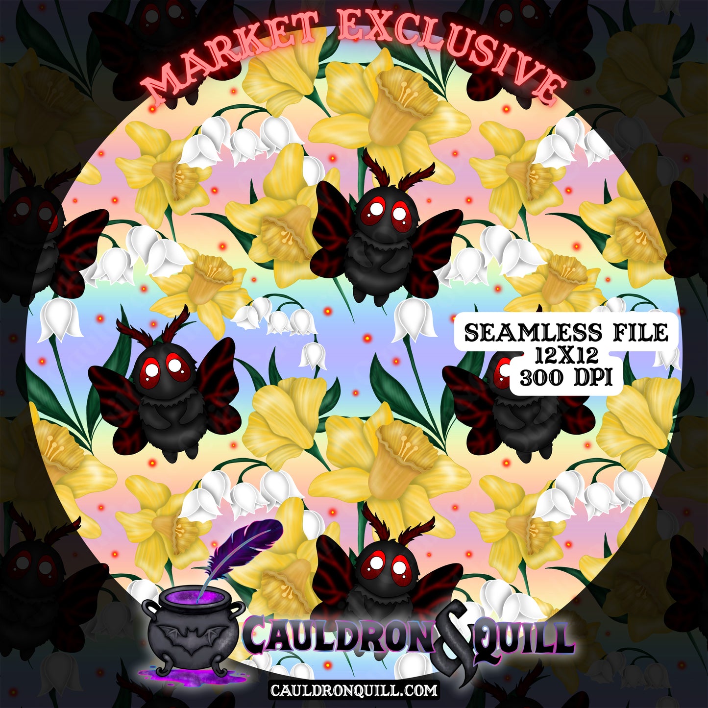 Floral Mothman Seamless