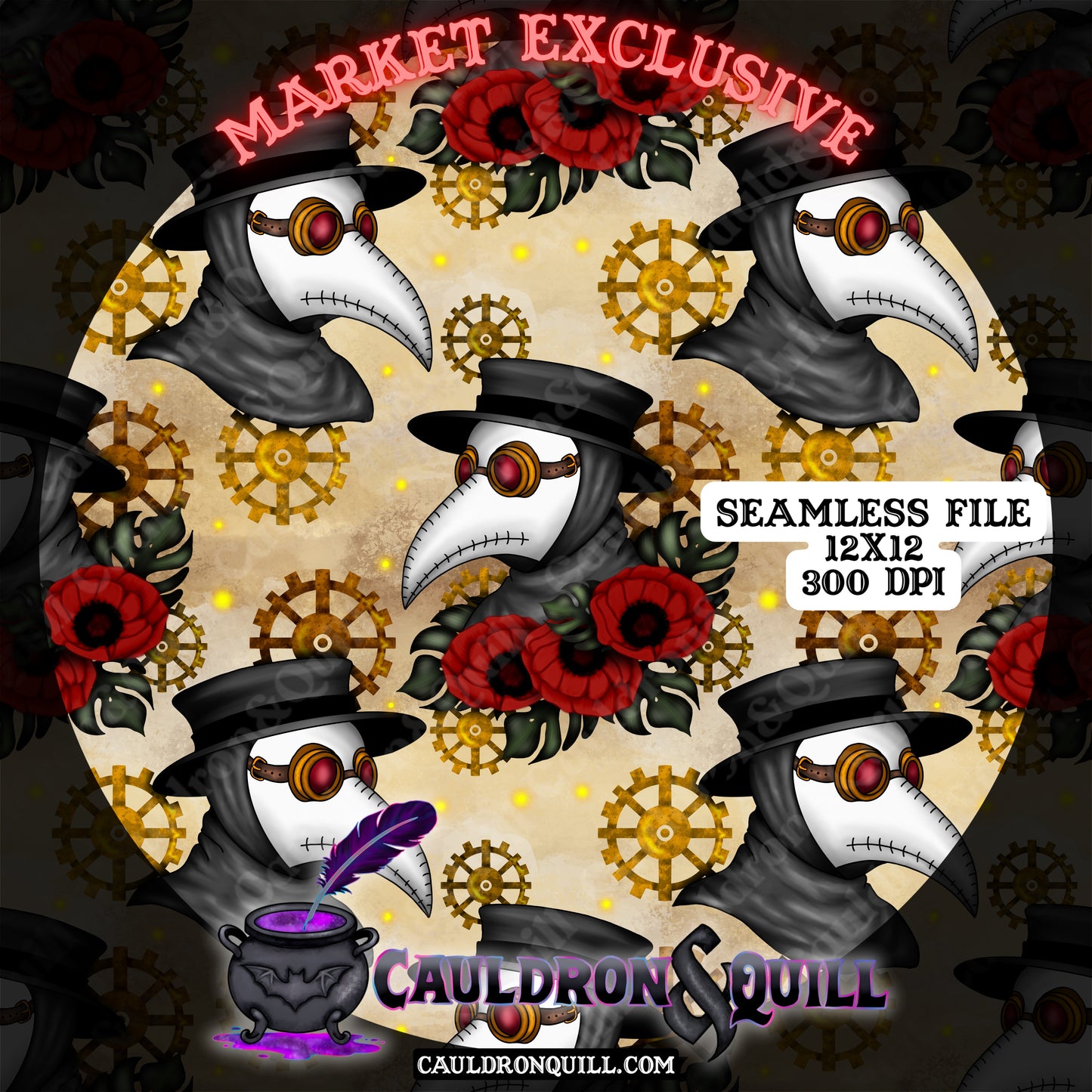 Steampunk Plague Doctor Seamless
