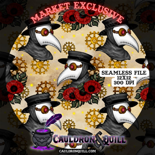 Steampunk Plague Doctor Seamless