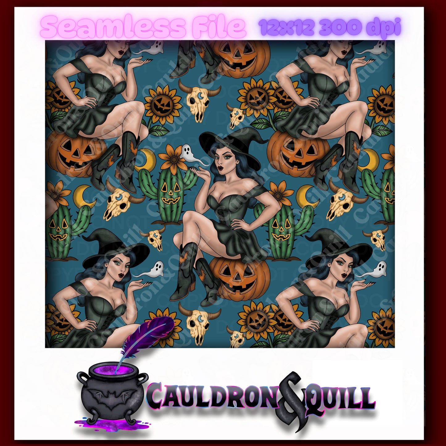 Pumpkin Witch Seamless
