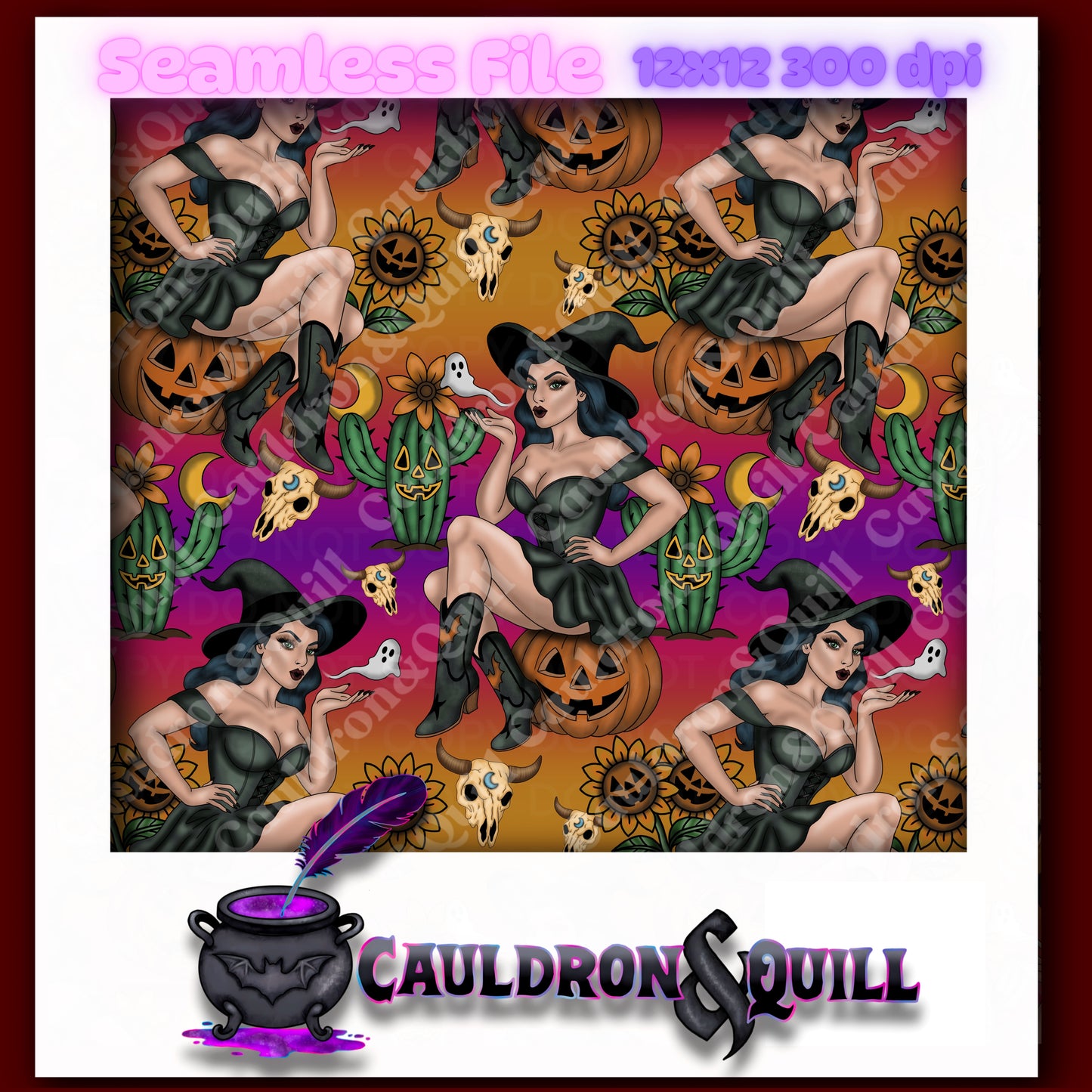Pumpkin Witch Seamless