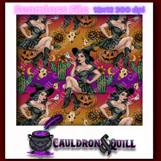 Pumpkin Witch Seamless