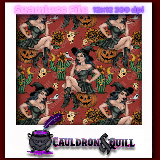 Pumpkin Witch Seamless