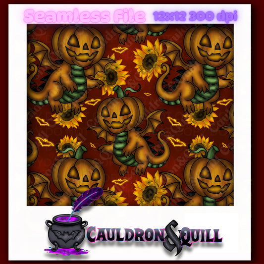 Pumpkin Dragon Seamless