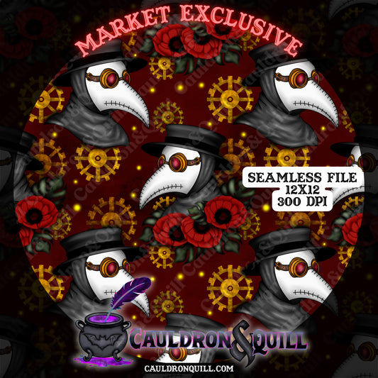 Steampunk Plague Doctor Seamless